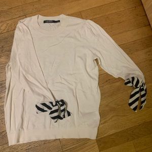 Women’s cream tie sleeve light sweater